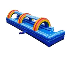 30' Blue Marble Inflatable Slip and Splash Slide